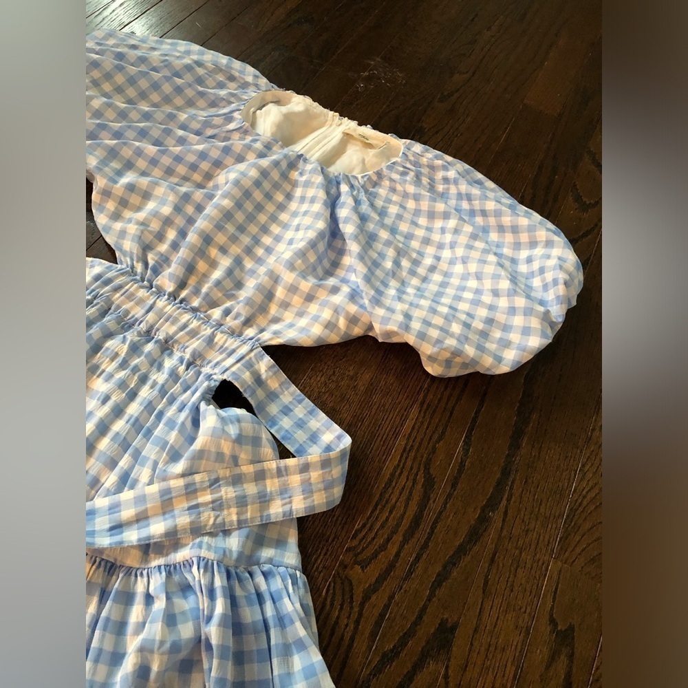 Mable Women’s M Blue/White Gingham Lolita Puffed Sleeve Cut-Out A-Line Dress EUC - Picture 5 of 15